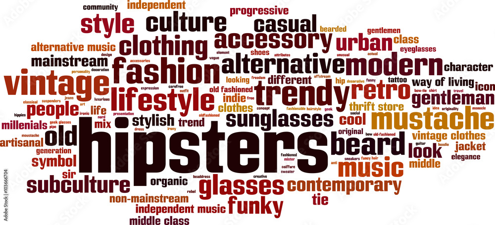 Hipsters word cloud concept. Vector illustration