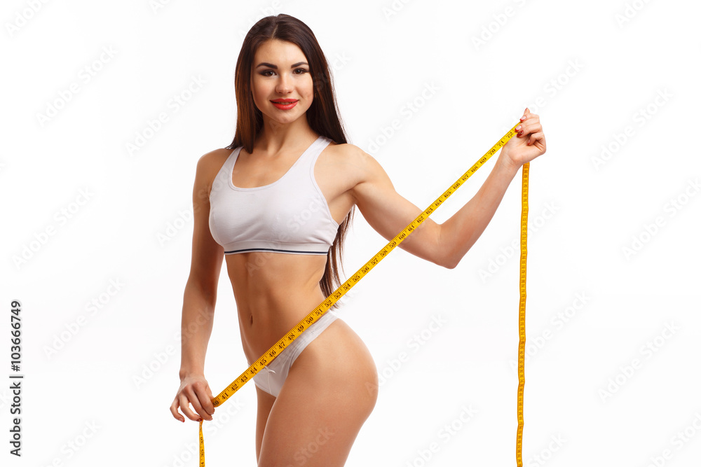 Sporty woman on white background Sporty woman on white background