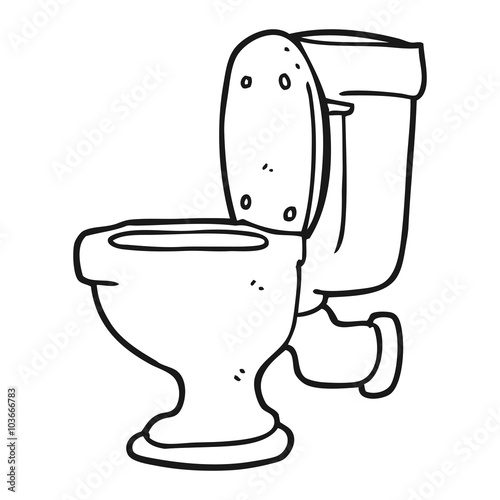 black and white cartoon toilet