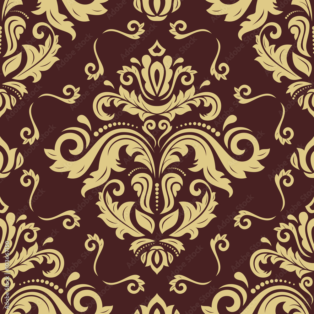 Seamless oriental ornament in the style of baroque. Traditional classic vector pattern