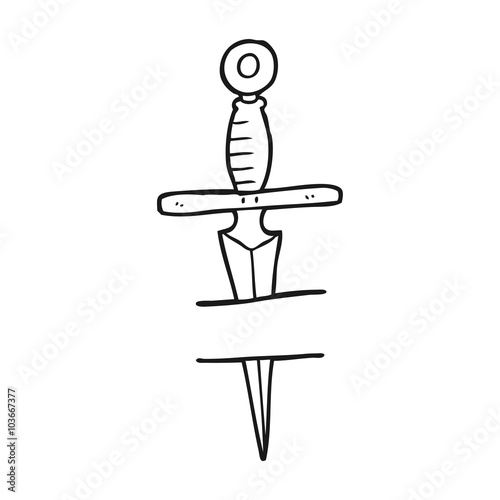 black and white cartoon dagger tattoo symbol
