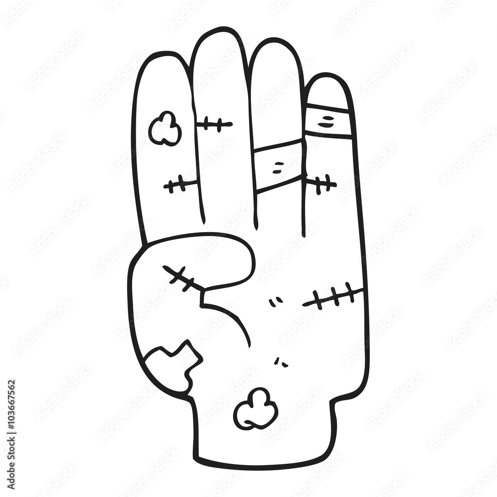 black and white cartoon injured hand black and white cartoon injured hand