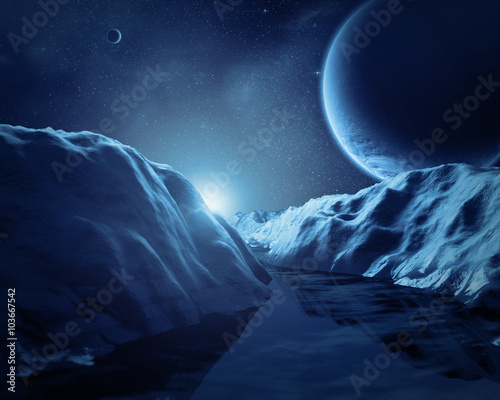 Fototapeta Naklejka Na Ścianę i Meble -  Sunrise on alien planet