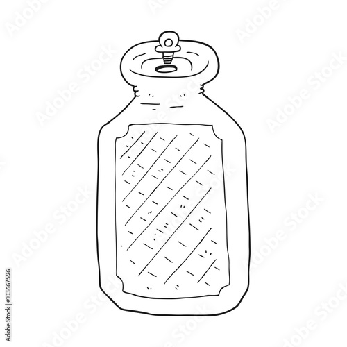 black and white cartoon hot water bottle