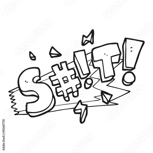 black and white cartoon swearword