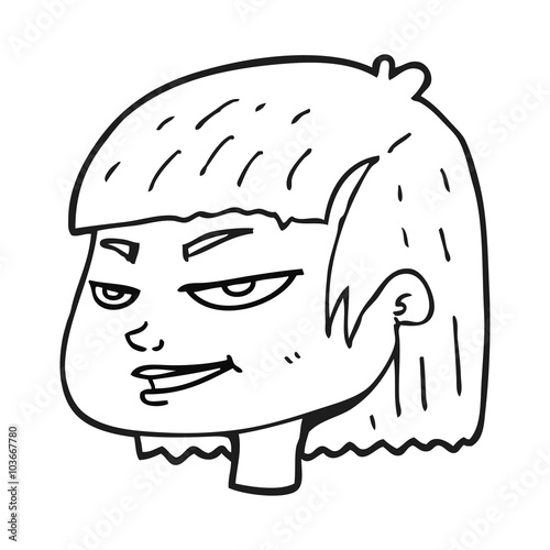 black and white cartoon mean looking girl