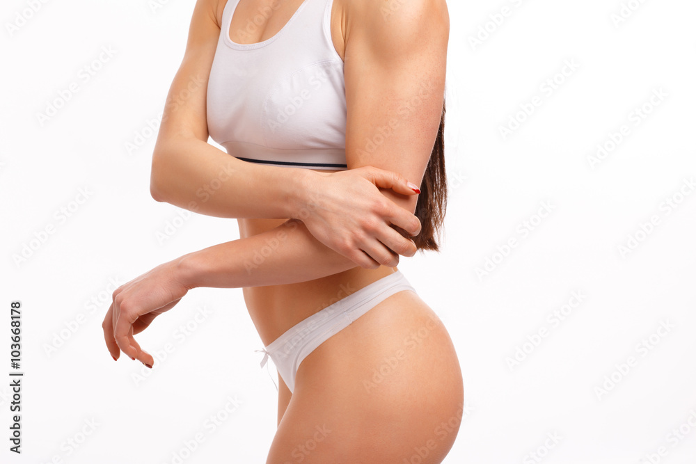 Sporty woman having pain in hers elbow