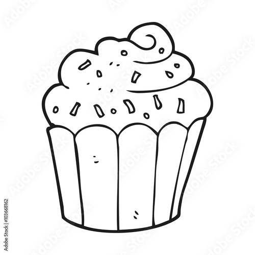 black and white cartoon cupcake
