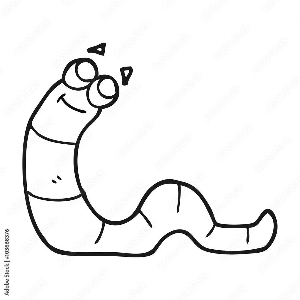 black and white cartoon worm Stock Vector | Adobe Stock