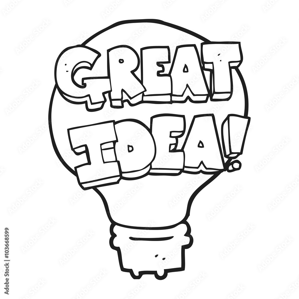 black and white cartoon great idea light bulb symbol black and white cartoon great idea light bulb symbol