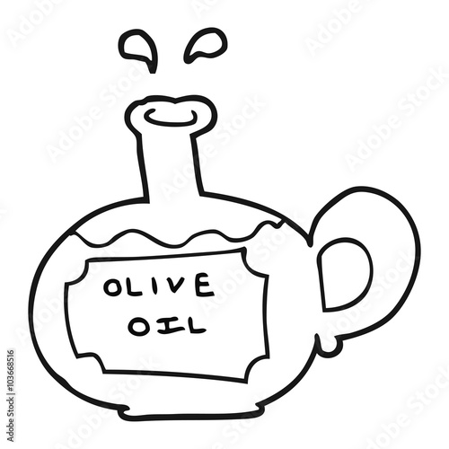 black and white cartoon olive oil