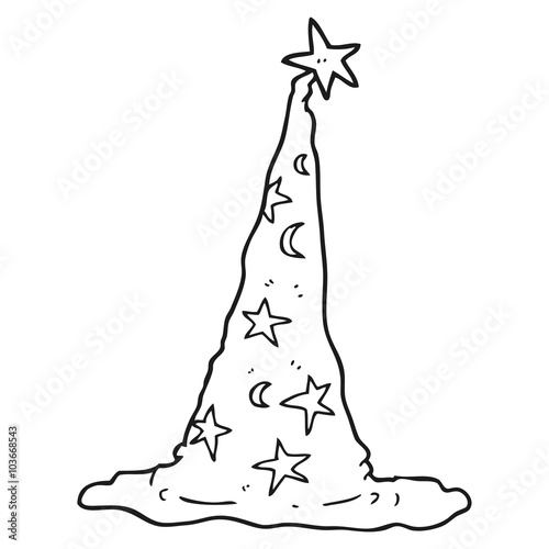 black and white cartoon wizard hat