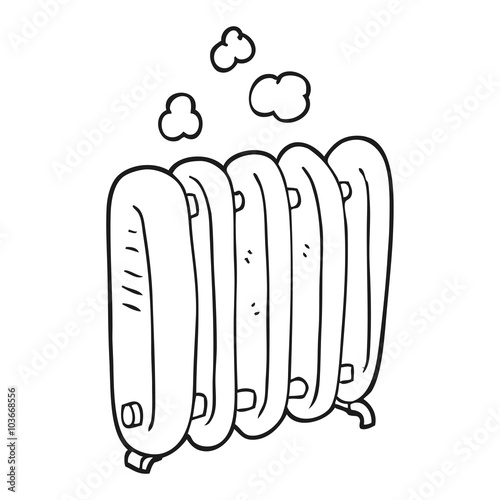 black and white cartoon radiator