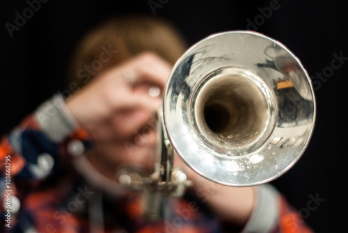 Various instruments and details from a music band of windband photo