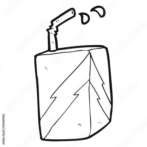 black and white cartoon juice box