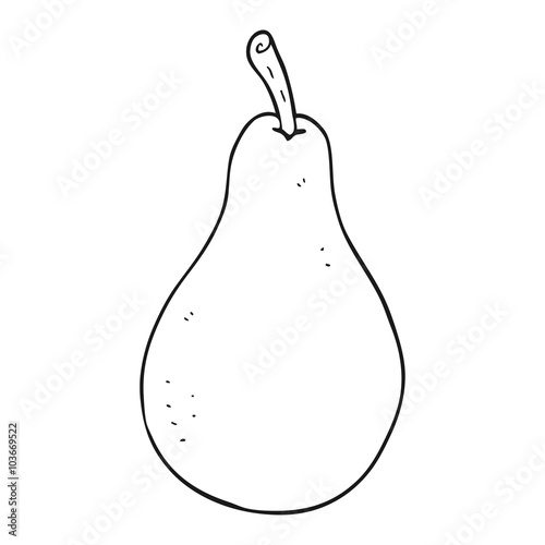 black and white cartoon pear