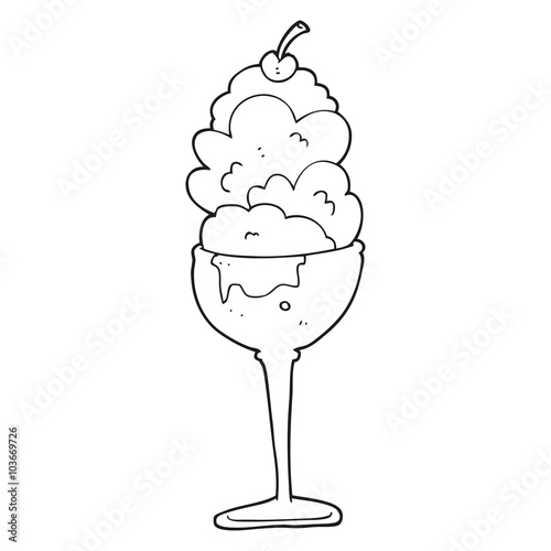 black and white cartoon ice cream