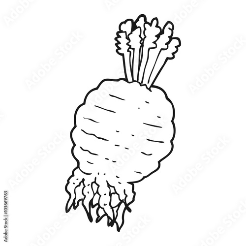 black and white cartoon turnip