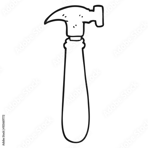 black and white cartoon hammer