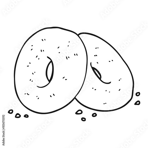 black and white cartoon bagels