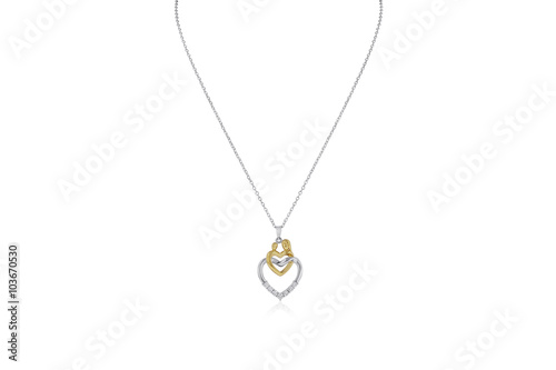 Beautiful Two-Toned Mother & Child Heart Necklace with White Diamonds