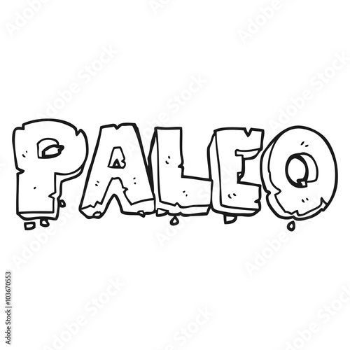 paleo black and white cartoon sign