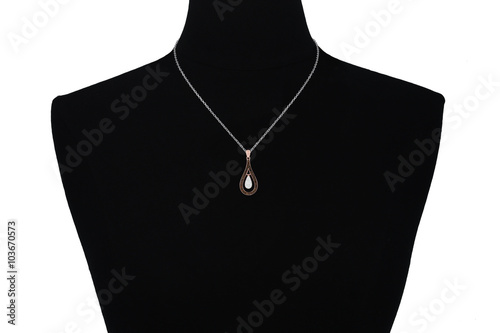 Unique Teardrop Two-Toned Pendant in Rose & White Gold with Chocolate & White Diamonds on a Bust