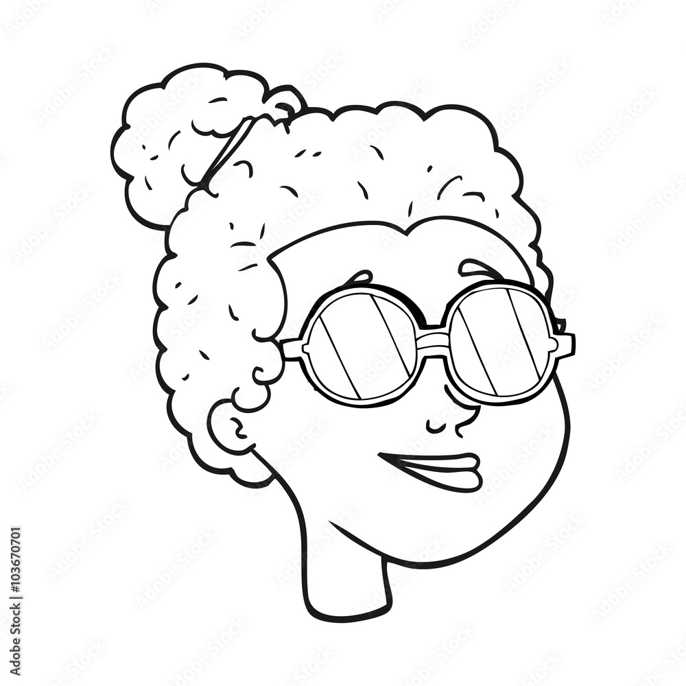 black and white cartoon woman wearing spectacles black and white cartoon woman wearing spectacles