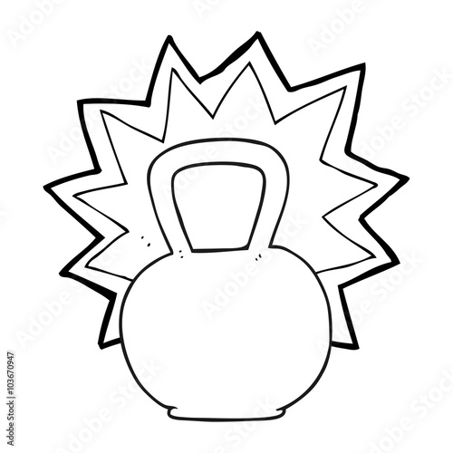 black and white cartoon kettle bell