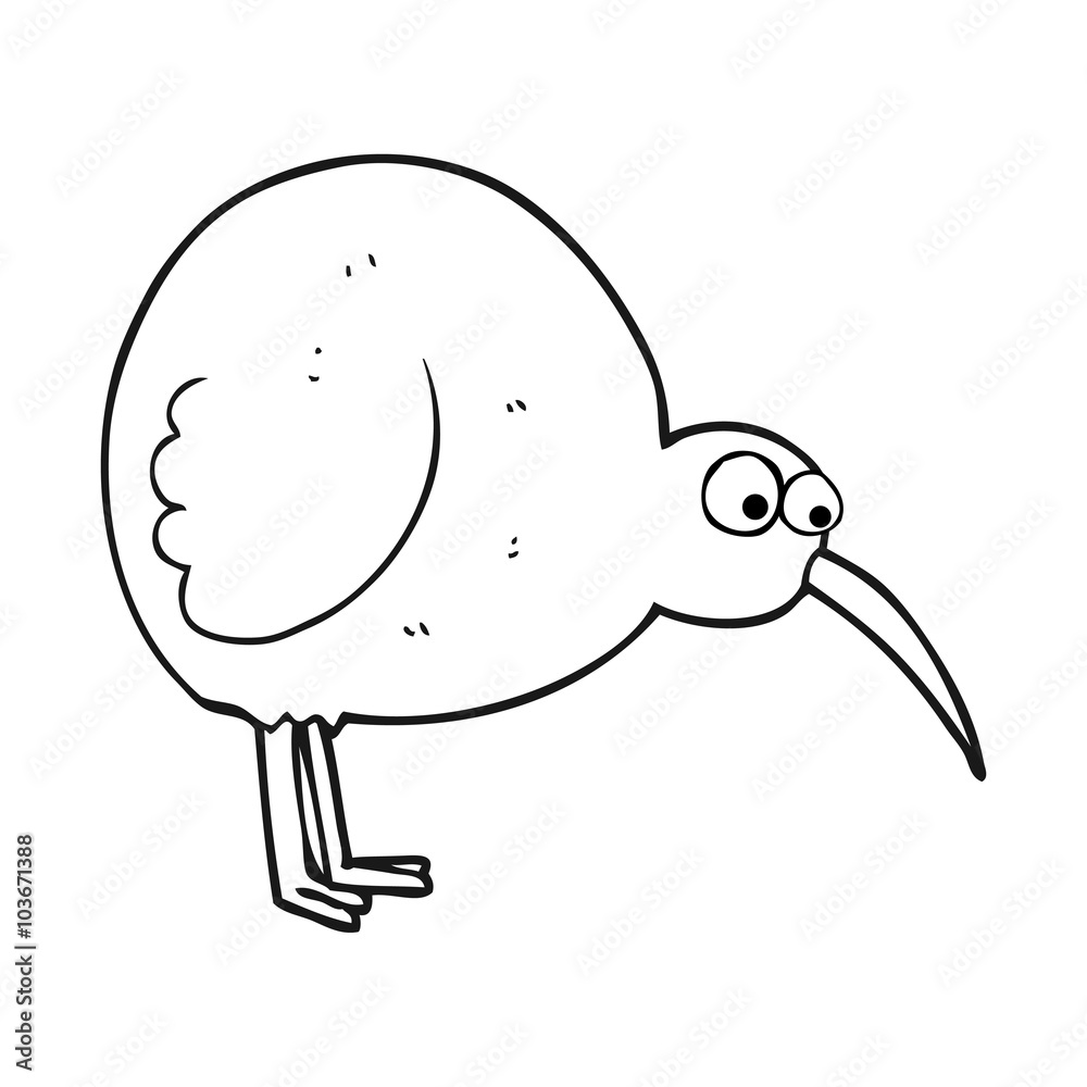 Fototapeta premium black and white cartoon kiwi bird