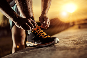 Sierkussen Joggen Hardloper strikt veters van sportschoenen  © ivanko80