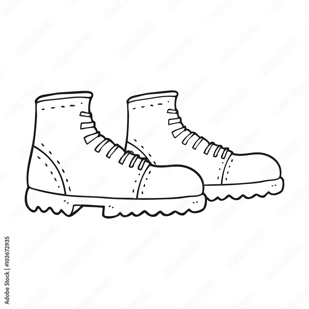 black and white cartoon walking boots Stock Vector | Adobe Stock