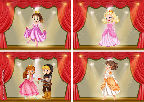 Princess and knight on the stage play