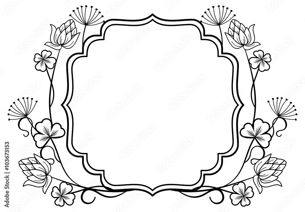 Obraz premium Outline label with floral contours