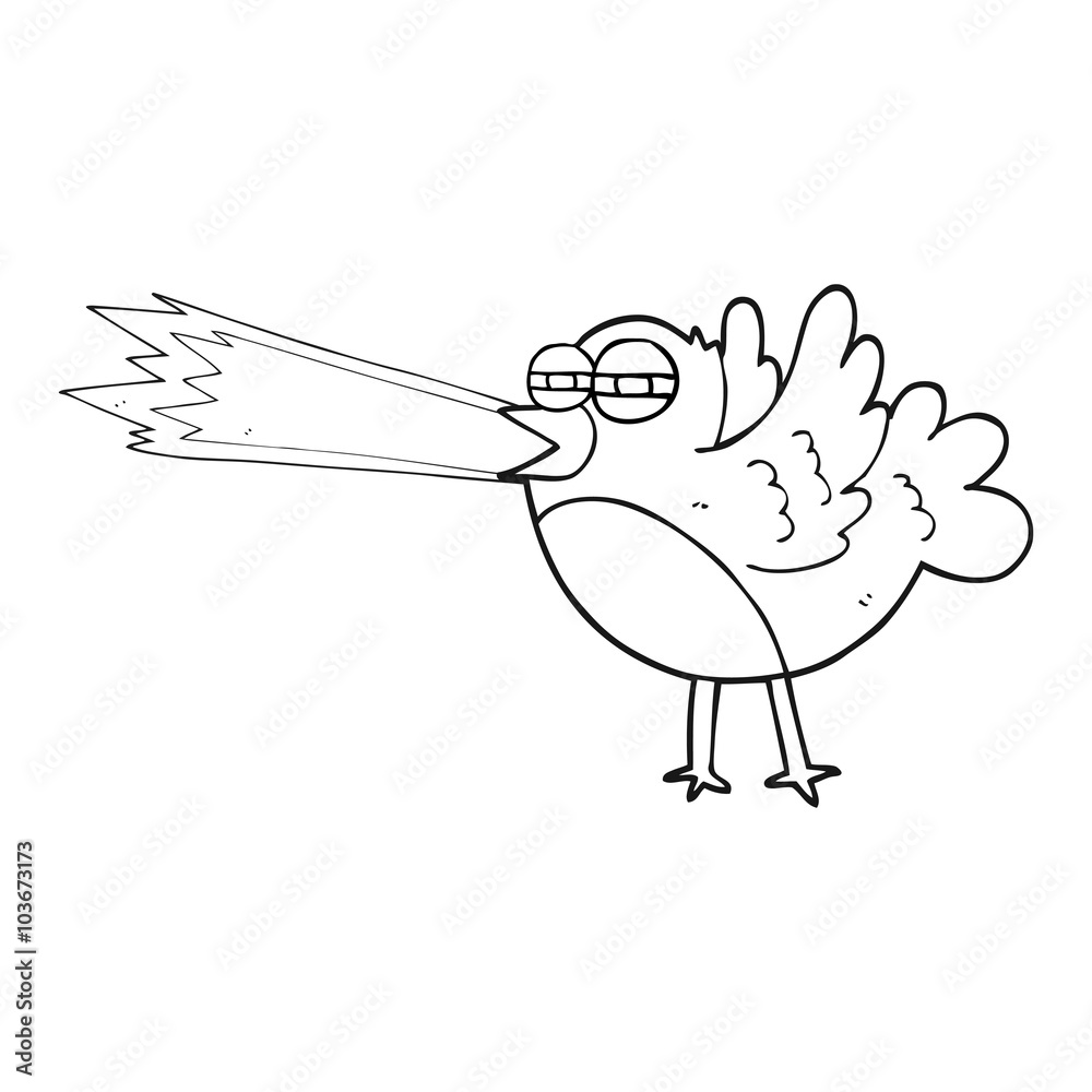 Fototapeta premium black and white cartoon bird