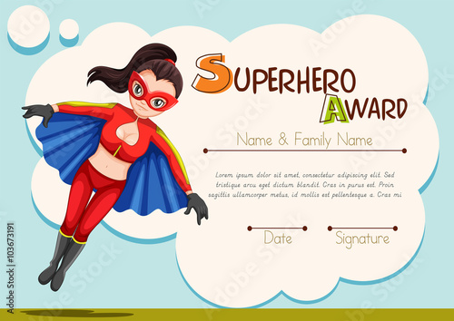 Certificate design with superhero background