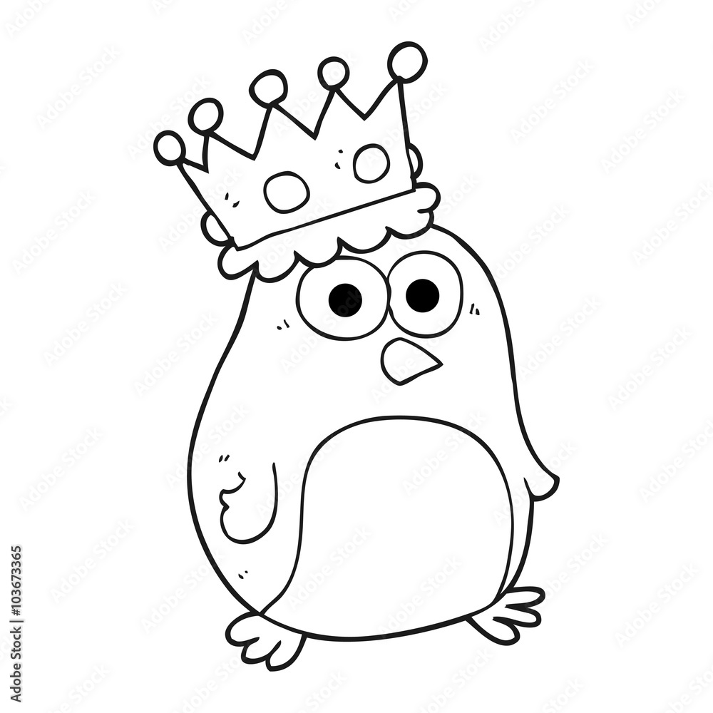 Obraz premium black and white cartoon emperor penguin