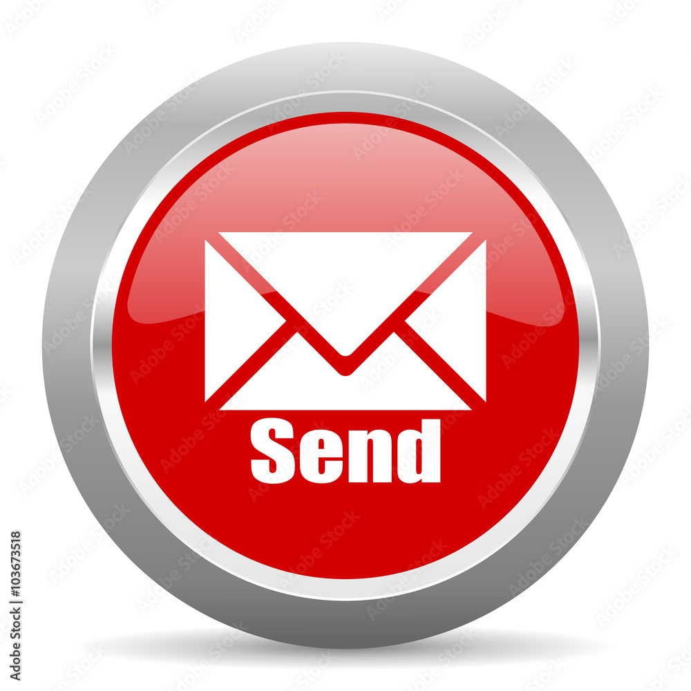 send red metallic chrome web circle glossy icon send red metallic chrome web circle glossy icon