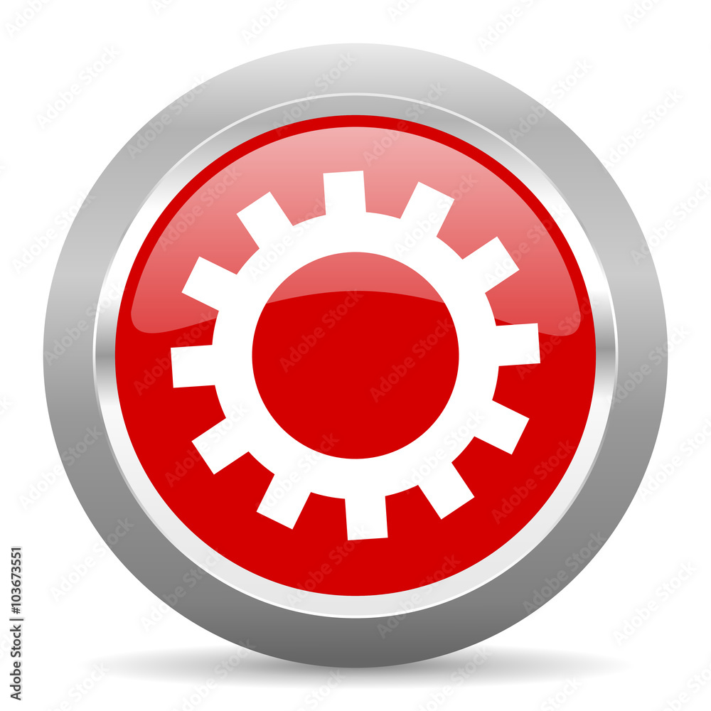 gear red metallic chrome web circle glossy icon gear red metallic chrome web circle glossy icon