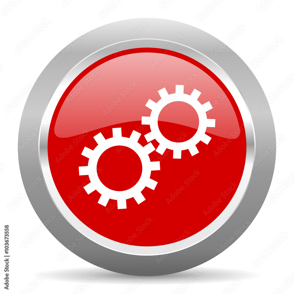 gear red metallic chrome web circle glossy icon gear red metallic chrome web circle glossy icon