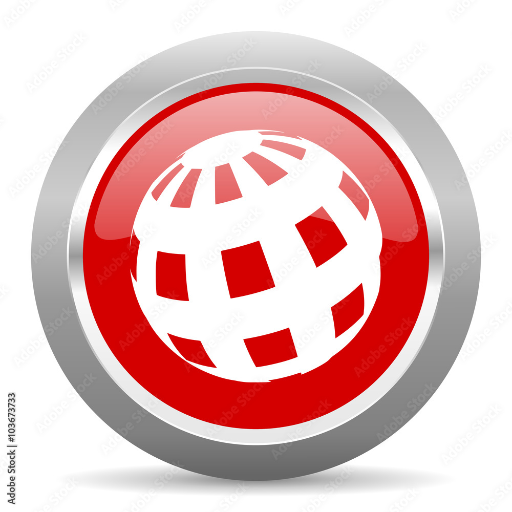 earth red metallic chrome web circle glossy icon earth red metallic chrome web circle glossy icon