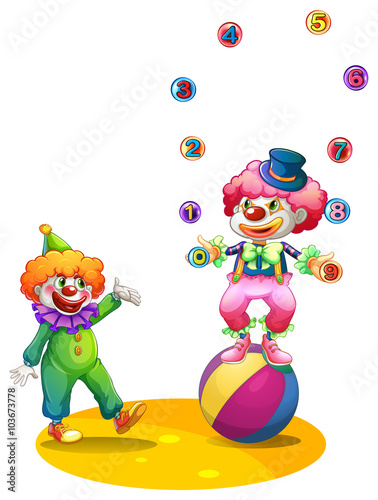 Jester juggling balls on the ball