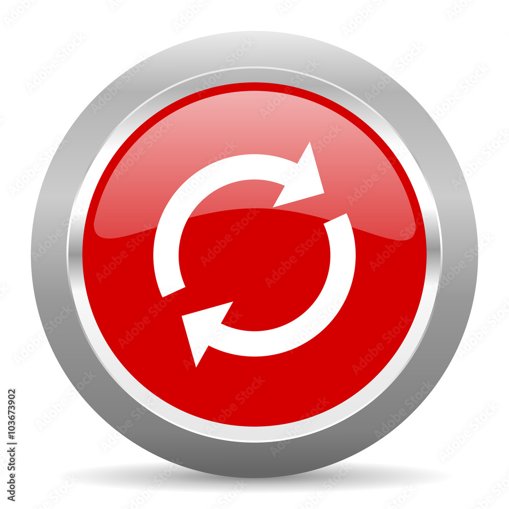 reload red metallic chrome web circle glossy icon reload red metallic chrome web circle glossy icon