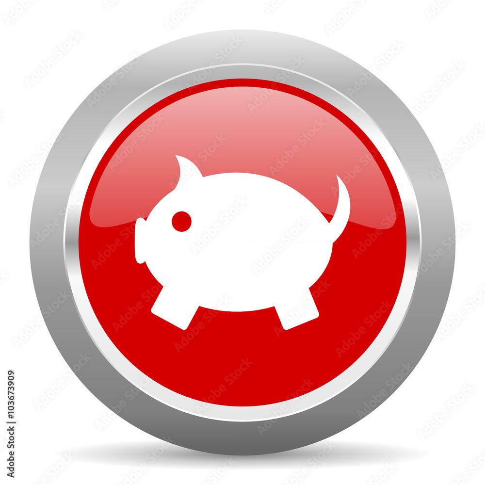piggy bank red metallic chrome web circle glossy icon piggy bank red metallic chrome web circle glossy icon