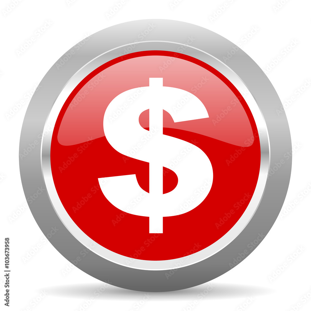 dollar red metallic chrome web circle glossy icon dollar red metallic chrome web circle glossy icon