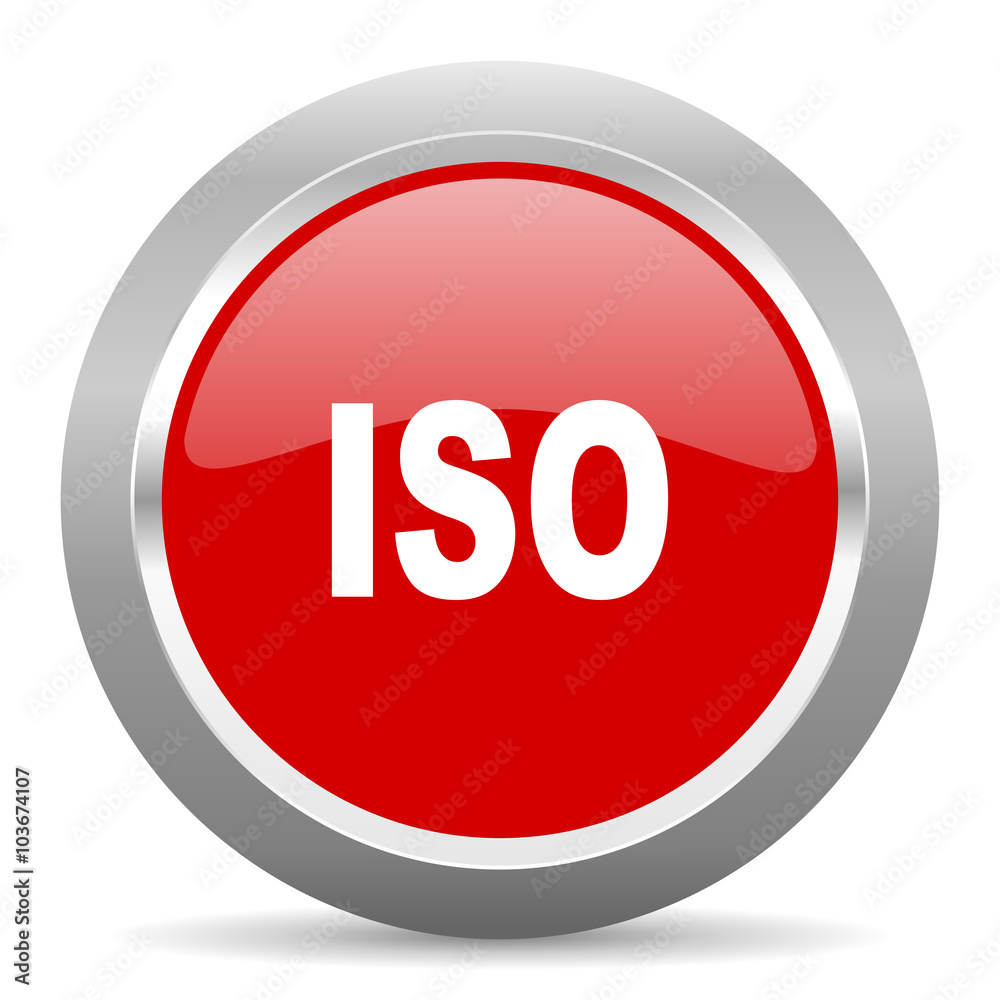 iso red metallic chrome web circle glossy icon iso red metallic chrome web circle glossy icon