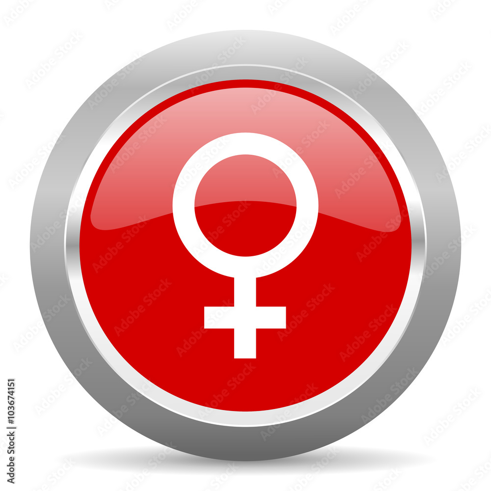 female red metallic chrome web circle glossy icon female red metallic chrome web circle glossy icon