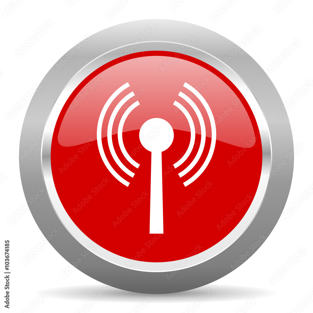 wifi red metallic chrome web circle glossy icon wifi red metallic chrome web circle glossy icon