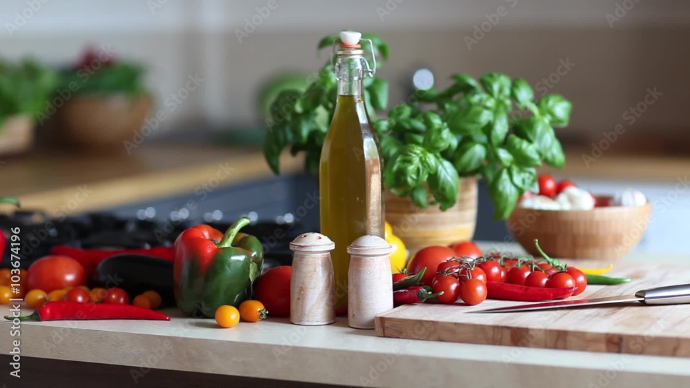 dolly shot, organic vegetables, healthy food concept dolly shot, organic vegetables, healthy food concept