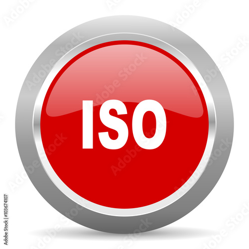 iso red metallic chrome web circle glossy icon